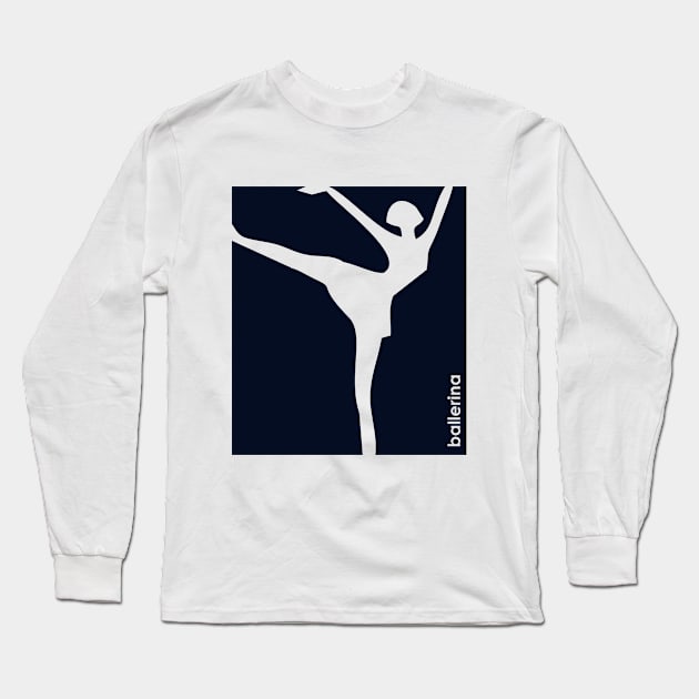 Ballerina design for ballet dancers navy blue Long Sleeve T-Shirt by cusptees